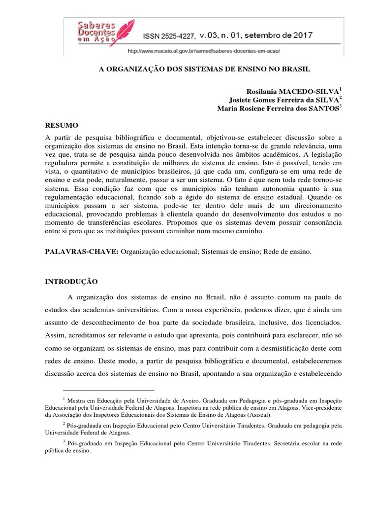 A Organização Dos Sistemas de Ensino No Brasil, PDF, Pré-escola